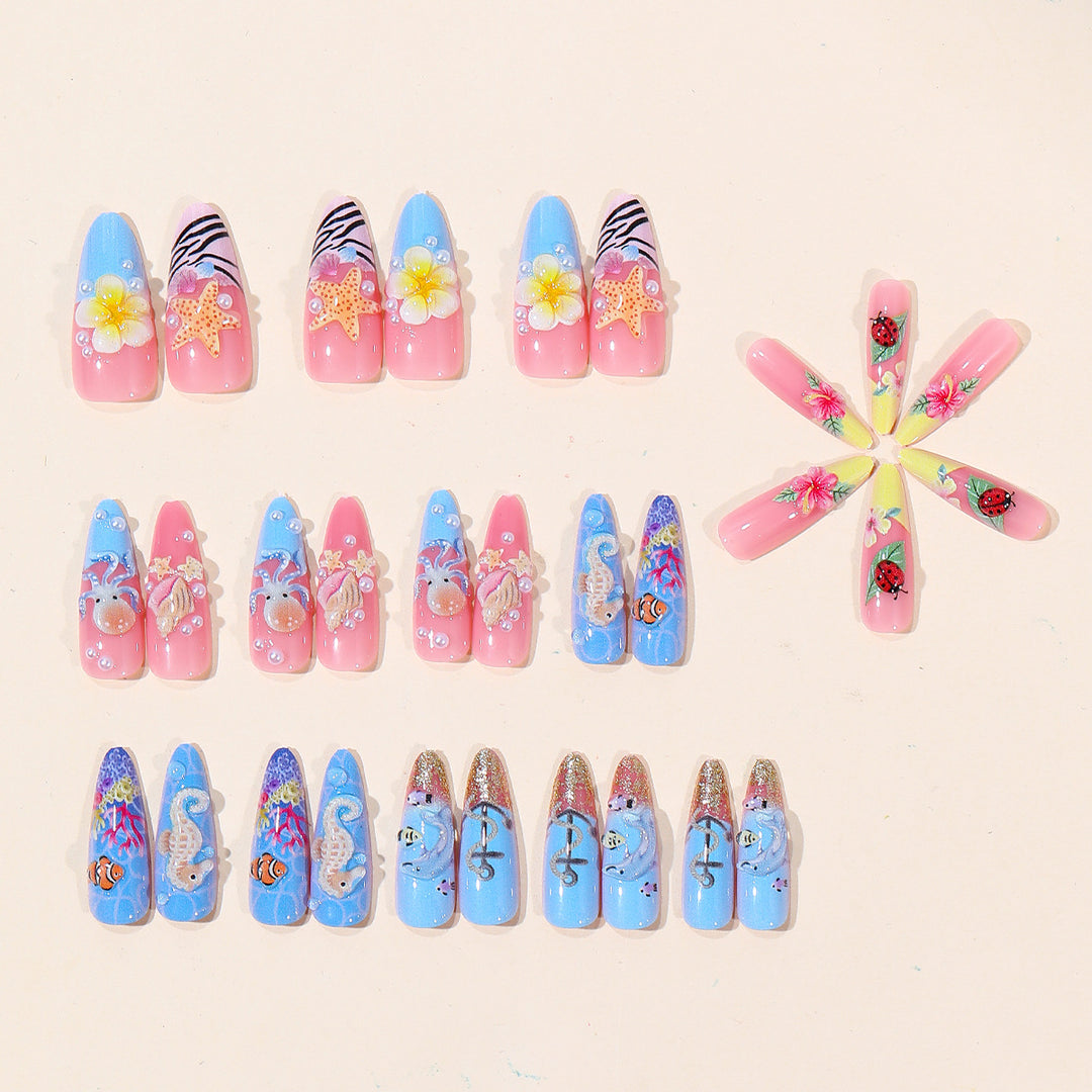 Ocean-Inspirierte 3D-Nagelkunst-Set Karnz