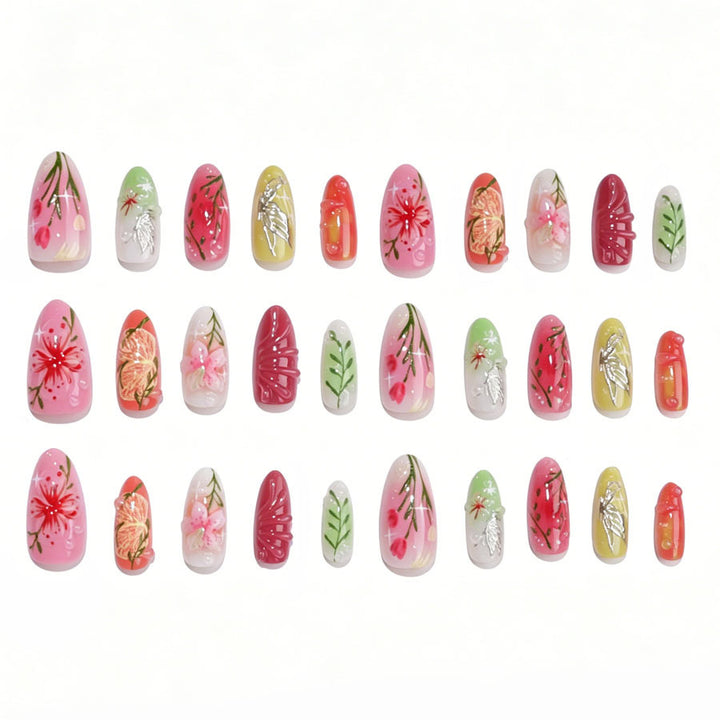 Künstlerisches Floral Design Nagelset Karnz