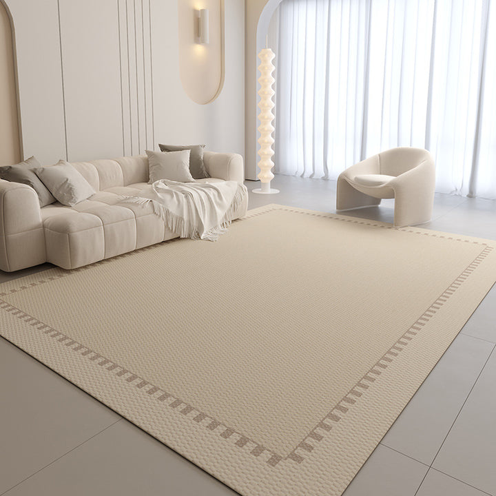 Modern Geometric Low-Pile Area Rug with Textured Stripe & Arc Pattern
