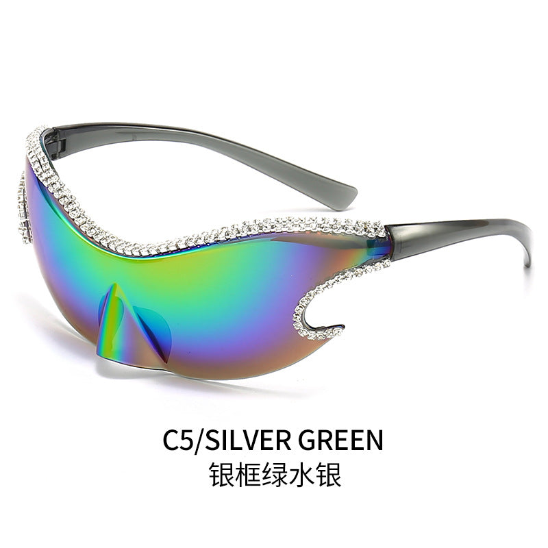 Damen Glamouröse Sonnenbrille mit funkelndem Strassbesatz Karnz