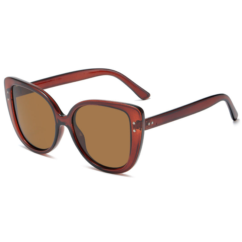 Damen glamouröse oversized Sonnenbrille mit elegantem transparentem Rahmen Karnz