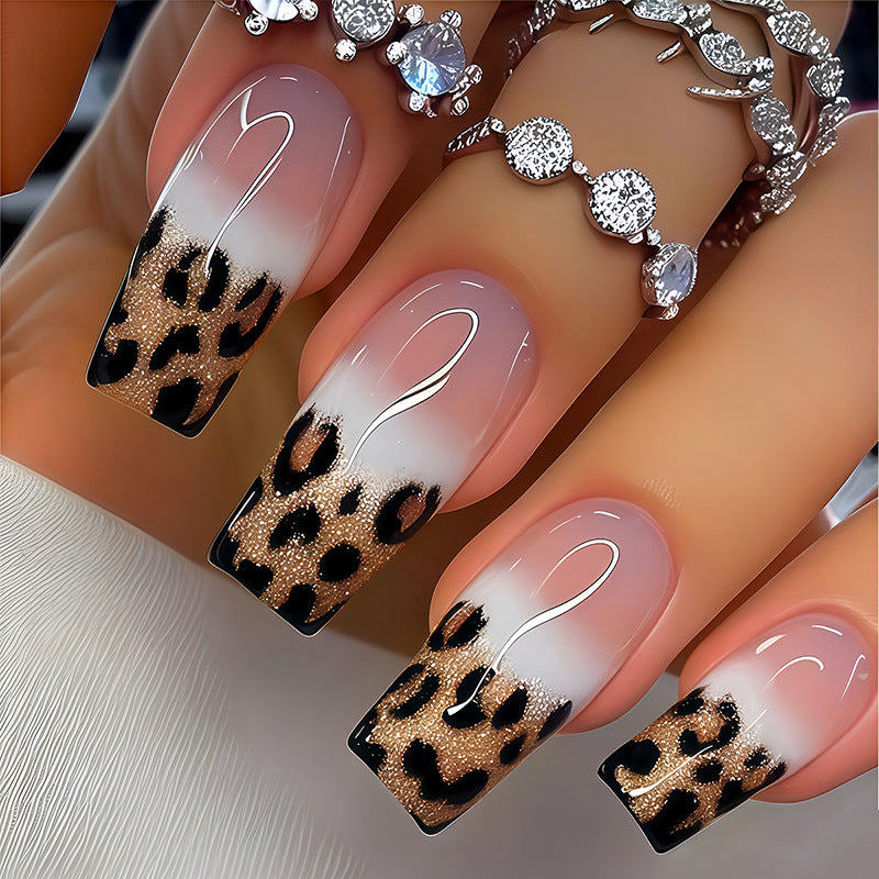 Stylische Leopardenmuster Press-On Nägel Karnz