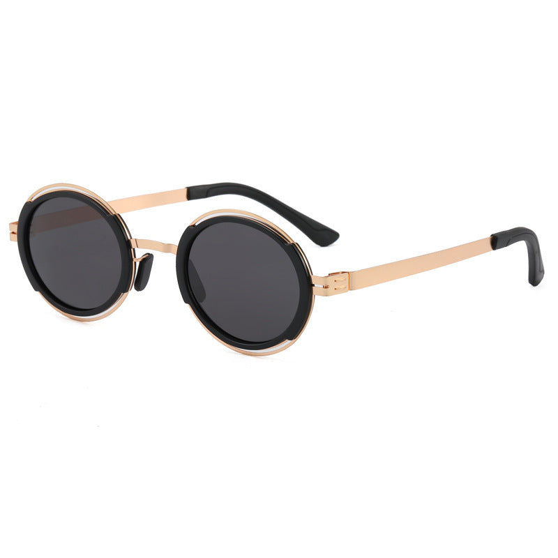 Damen modische runde Sonnenbrille mit elegantem Metallrahmen Karnz