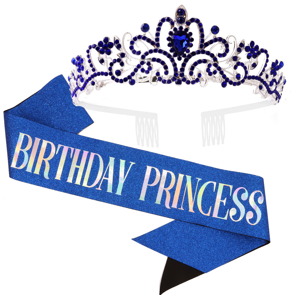 Damen Glitzernde Prinzessinnenkrone mit Birthday Princess Schärpe Karnz