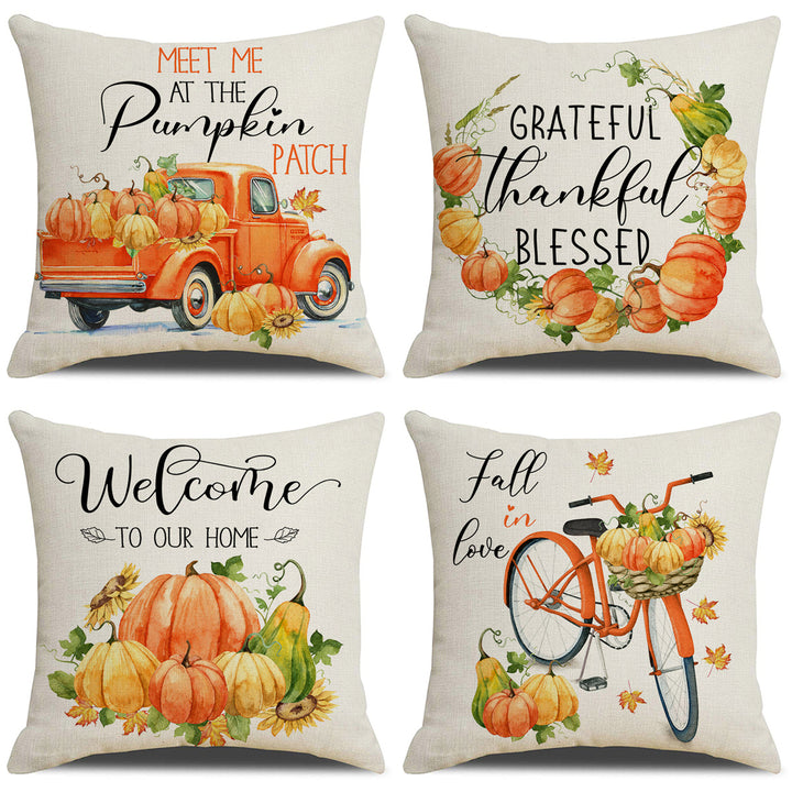 Damen Kissenbezug mit herbstlichem Kürbisdessin Karnz