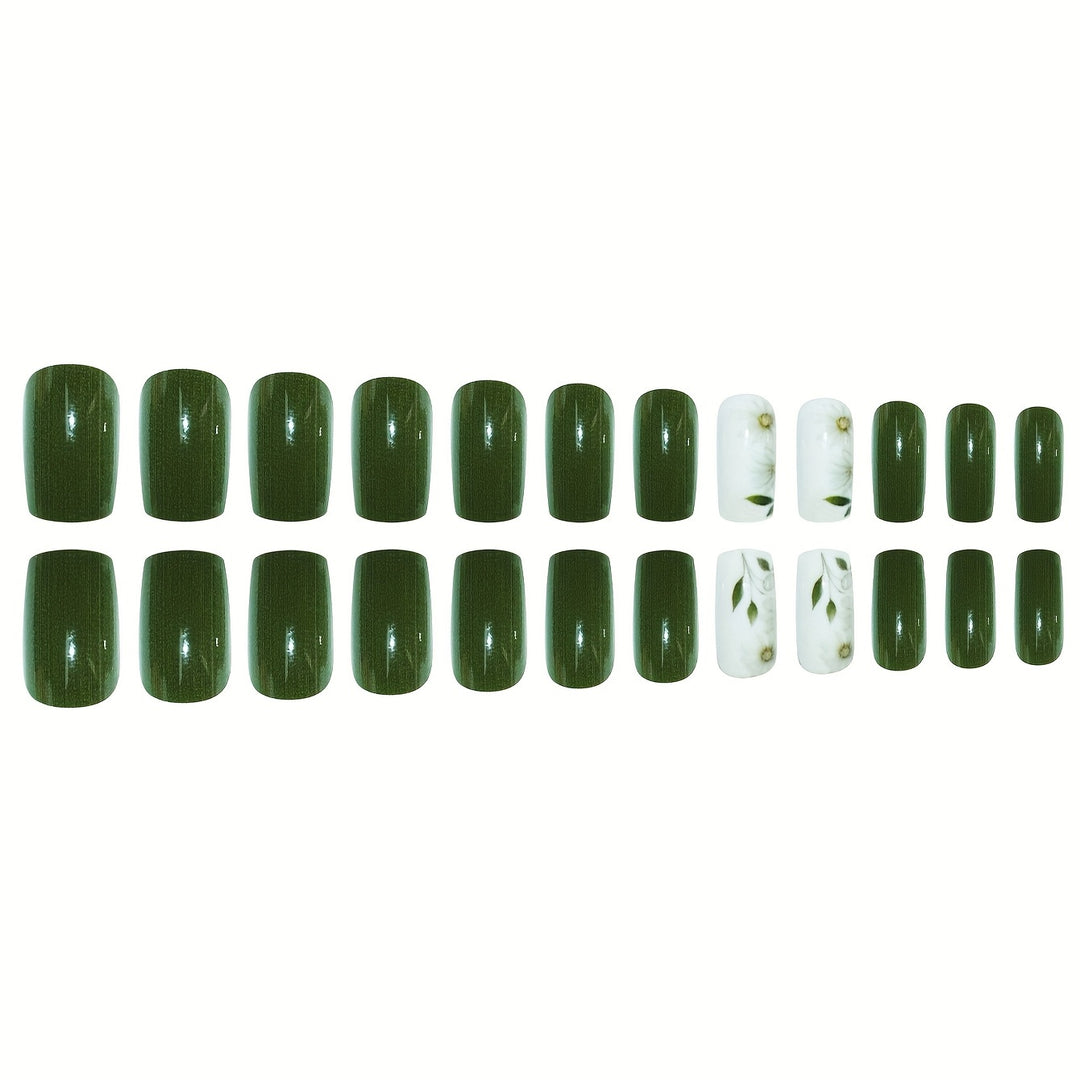 Elegantes floral verziertes Press-On-Nagelset Karnz
