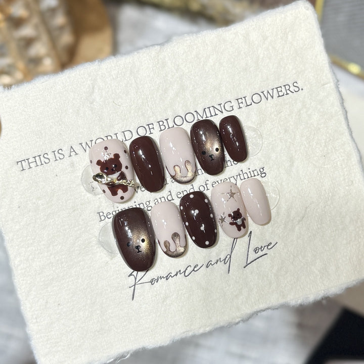 Verspieltes Tier-Themen Press-On Nagelkunst Set Karnz