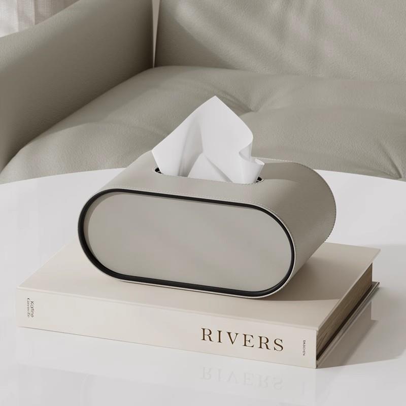 TissuLuxe Oval – Leder Taschentuchboxbezug für Wohnzimmer, Auto & Büro | Karnz