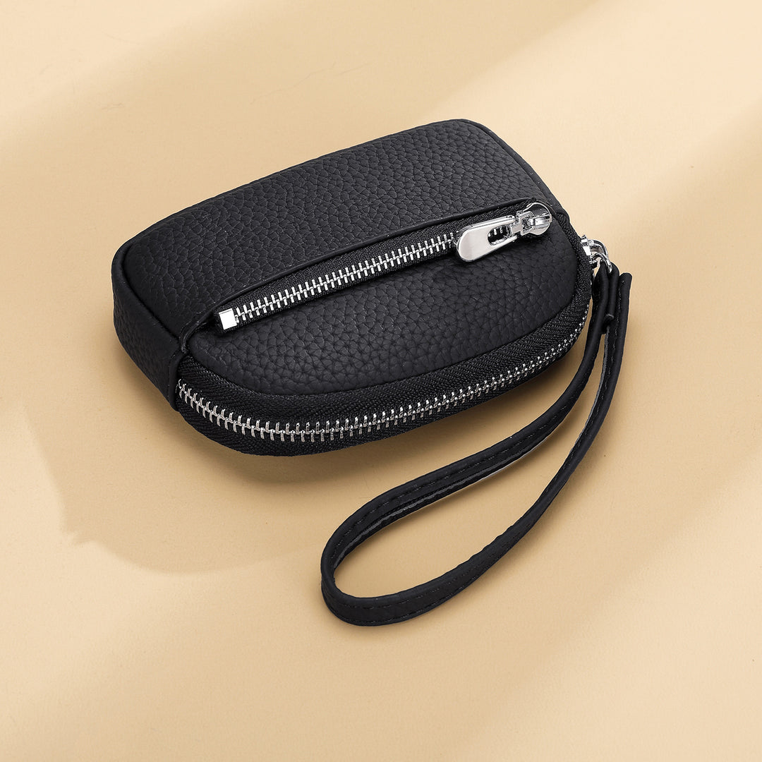 Kompakte Reißverschluss-Leder-Münztasche