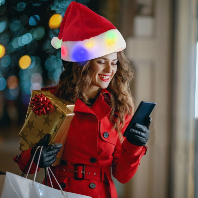 Leuchtende Weihnachtsmütze aus Plüsch