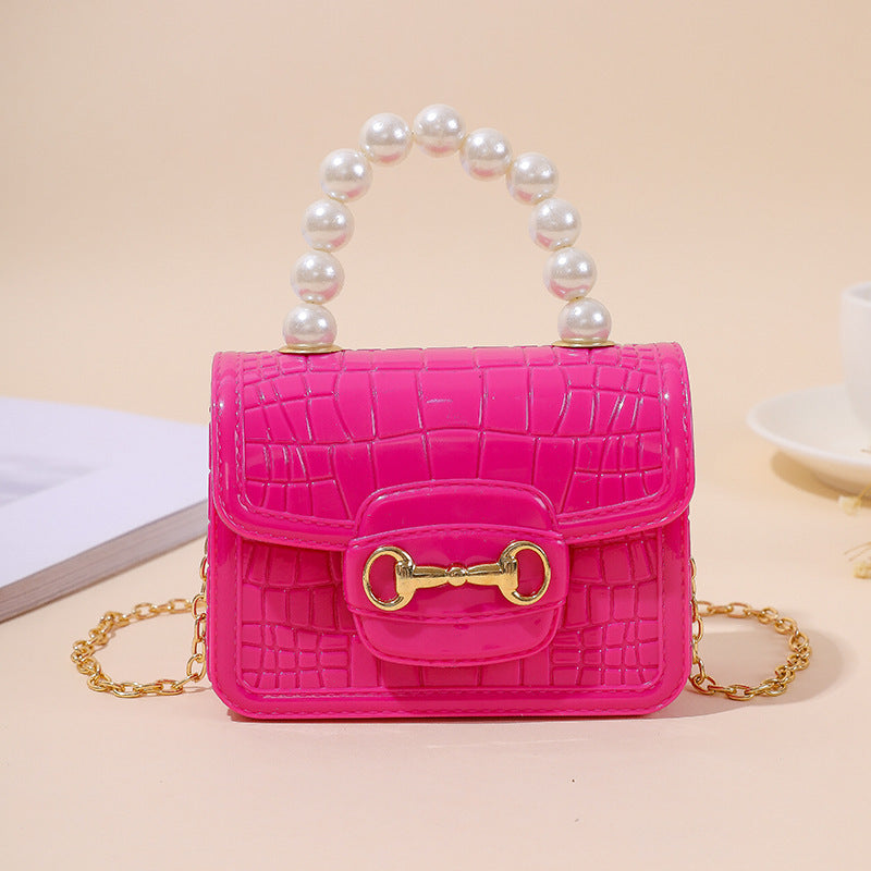 Damen elegante Handtasche mit Perlenhenkel und strukturiertem Design Karnz