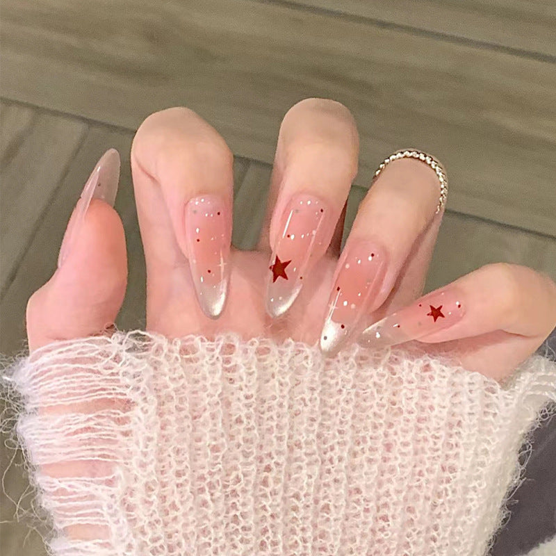 Künstlerisches Press-On-Nagelset mit Stern- und Glitzerelementen Karnz