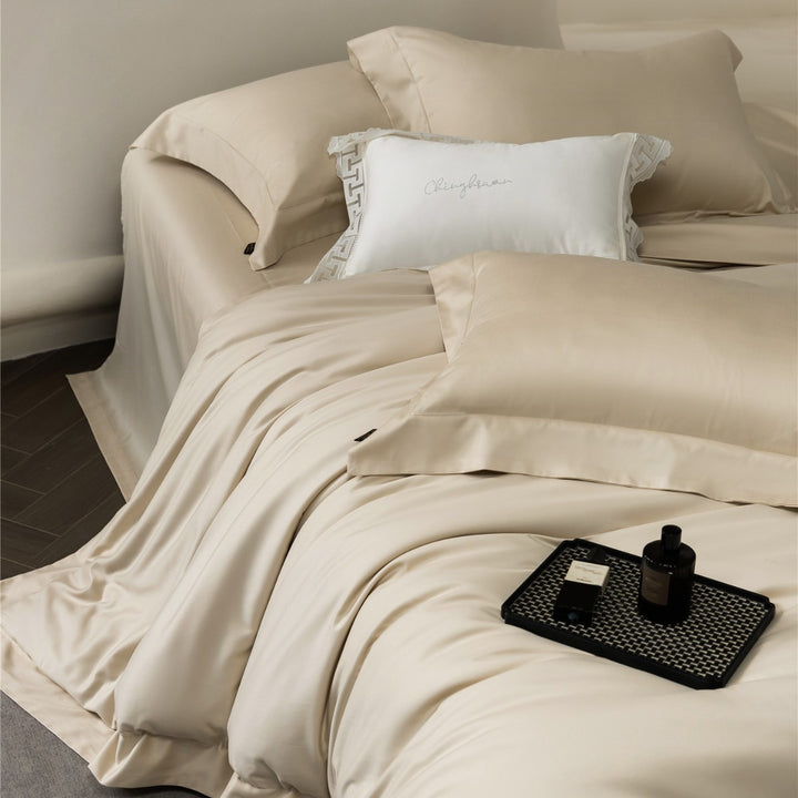 Luxus Satin Bettwäsche Set mit Bettbezug und Kissenbezug