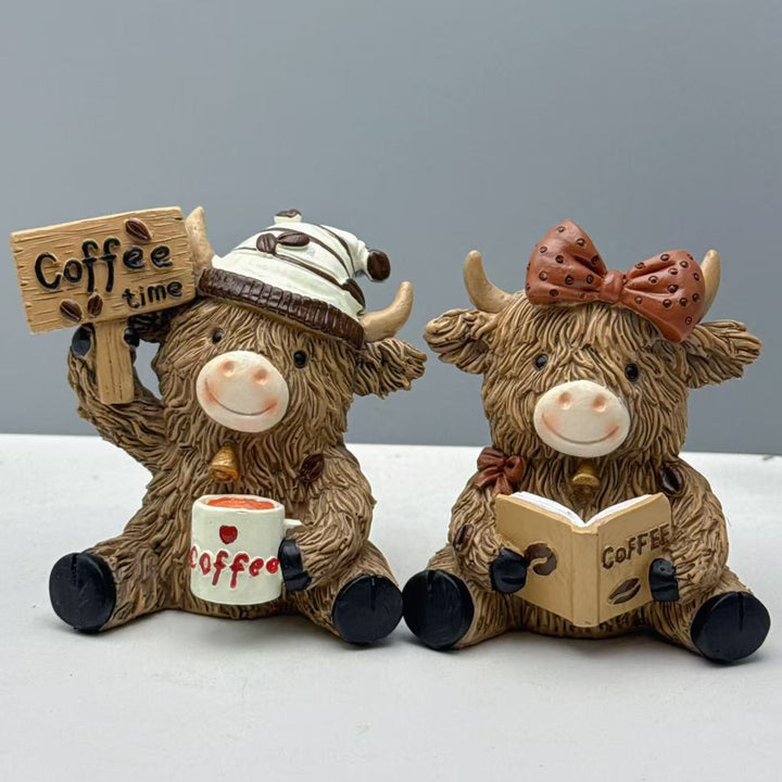 Dekorative Highland-Rind Kaffeefigur Karnz