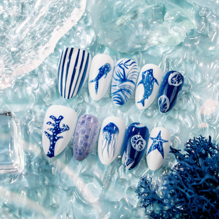 Künstlerisches Meer-Themen Press-On Nagelset