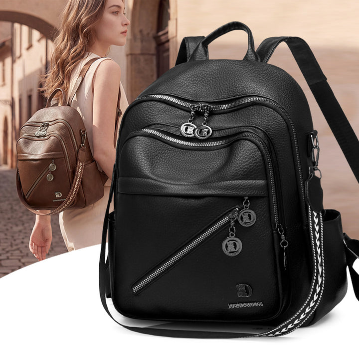 Multi-Fach Stylischer Leder-Rucksack Karnz