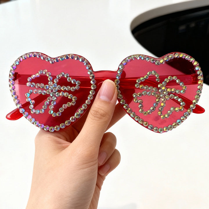 Glamouröse herzförmige Strass-Sonnenbrille Karnz