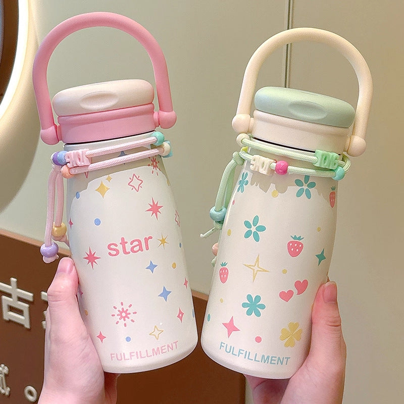 Damen kreative Trinkflasche mit lustigem Design und praktischer Schnur Karnz