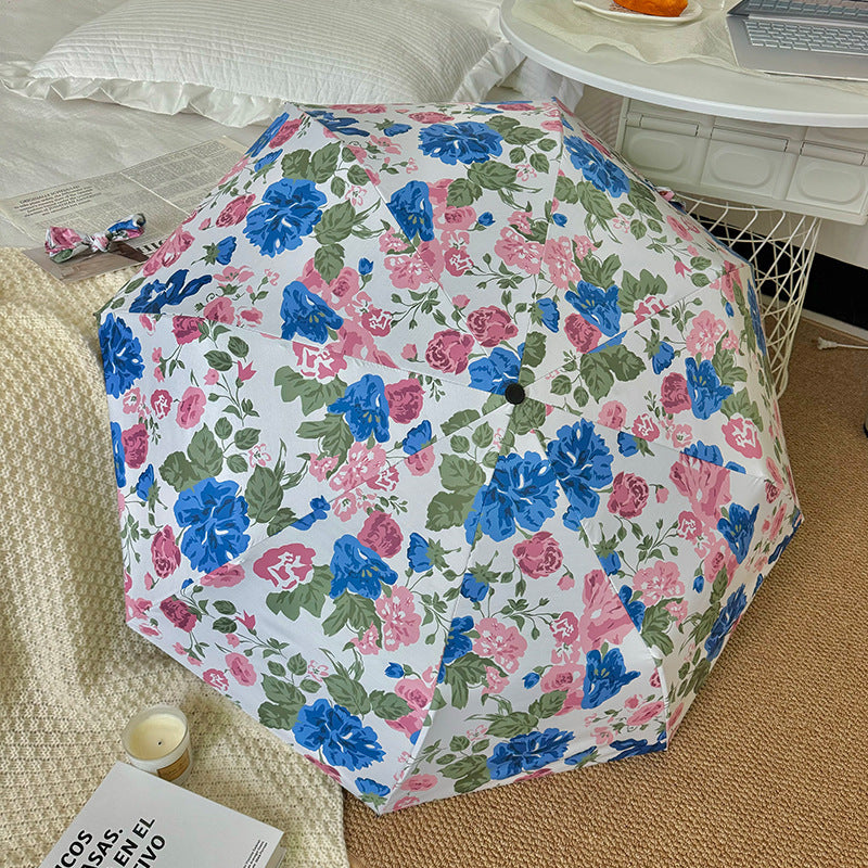 Damen Faltregenschirm mit hochwertigem Blumendesign Karnz