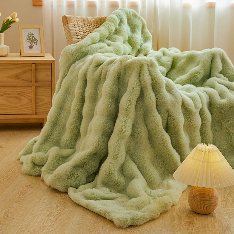 Übergroße luxuriöse Kunstfell-Decke mit tiefem, plüschigem Flor für Sofa und Bett