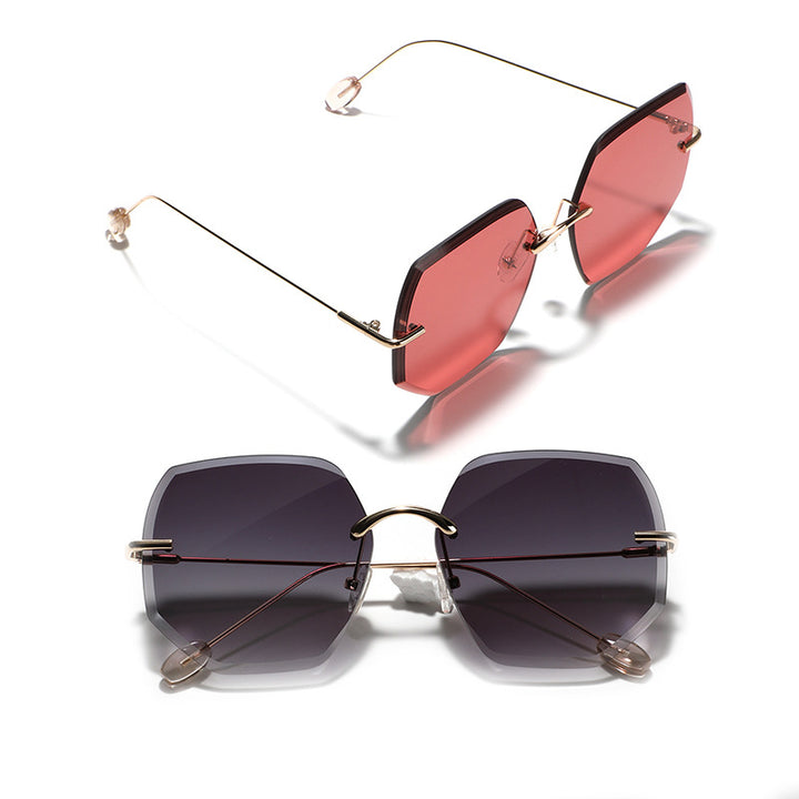 Damen geometrische Sonnenbrille mit hochwertigem Goldrahmen Karnz