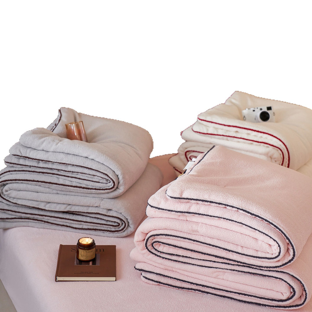 Plüsch Mikrofaser Wendebettbezug Set mit piping Rand und Spannbetttuch