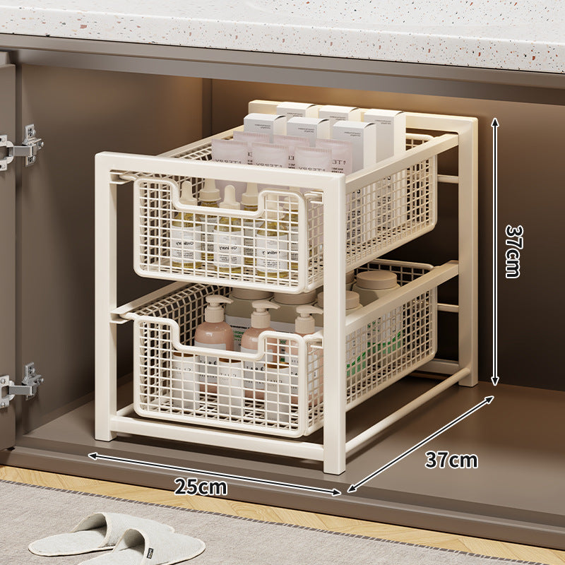 Unter-Schrank Gleitender Drei-Ebenen Mesh Korb Organizer mit Abnehmbaren Behältern