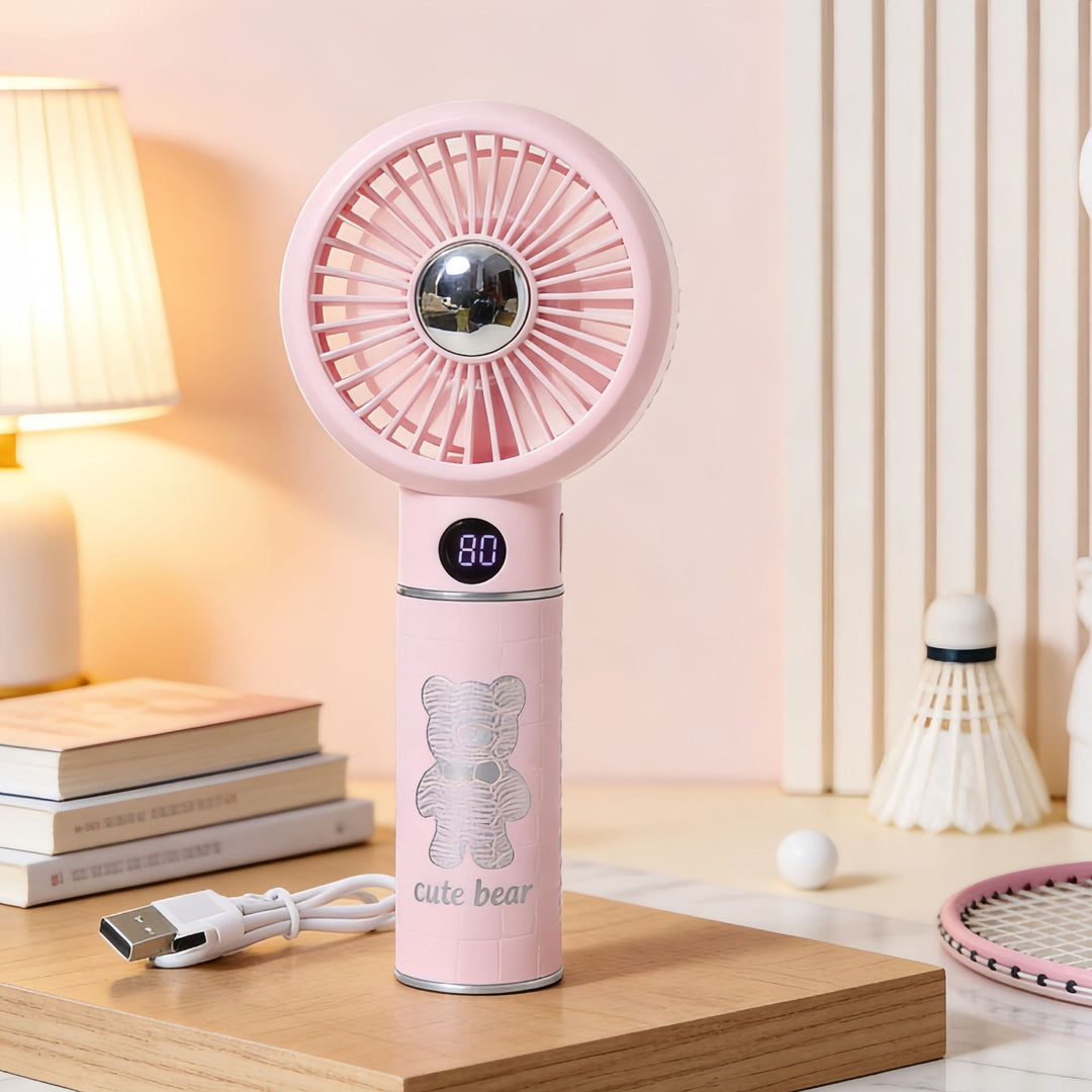 Damen Tragbarer Handventilator mit LED-Anzeige und USB-Ladefunktion Karnz
