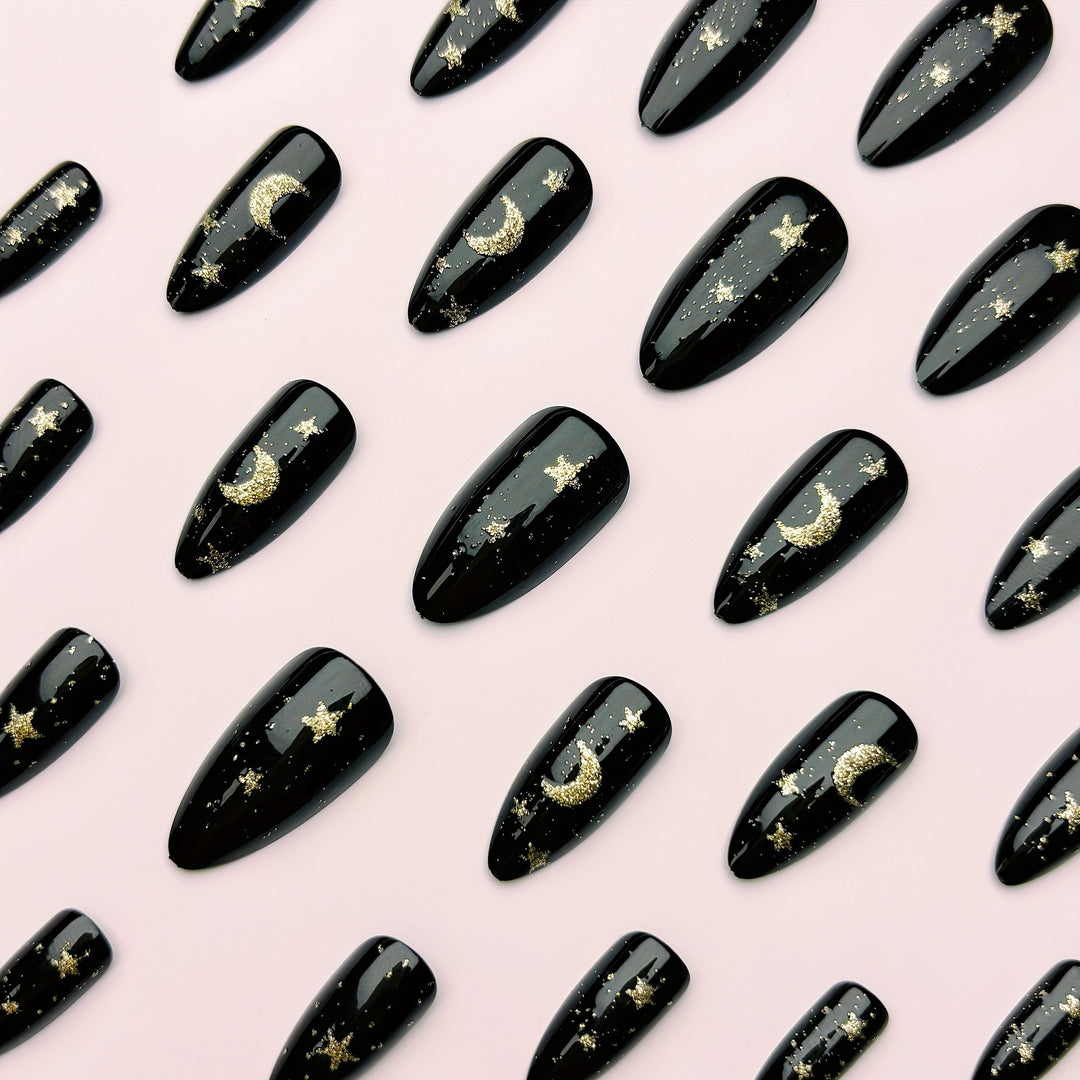 Glamouröse Nagelkunst Im Mond- und Sternen-Design Karnz