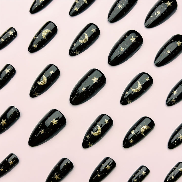 Glamouröse Nagelkunst Im Mond- und Sternen-Design Karnz