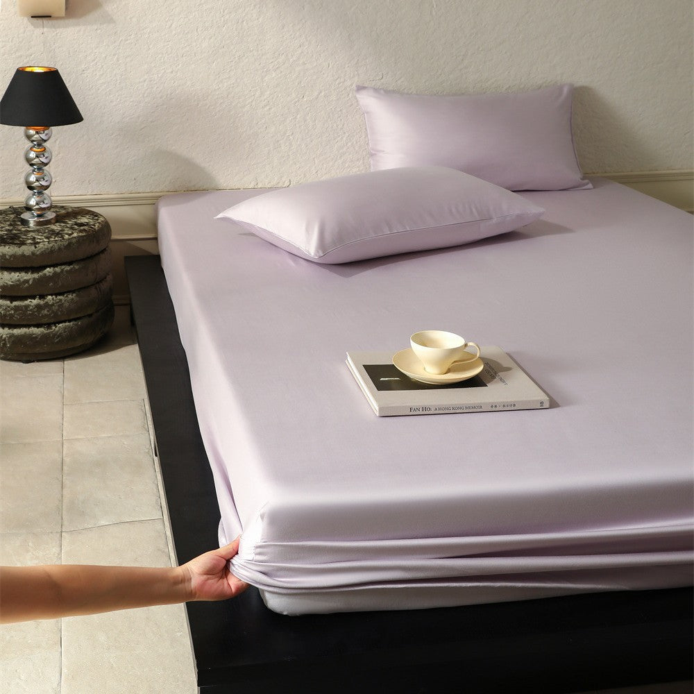 Satin-Feeling Tiefe-Taschen Spannbettlaken Set mit passenden Kissenbezügen