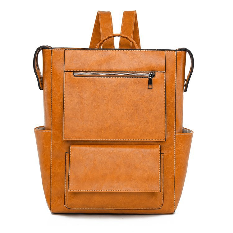 Multi-Taschen Echtes Leder Rucksack Karnz
