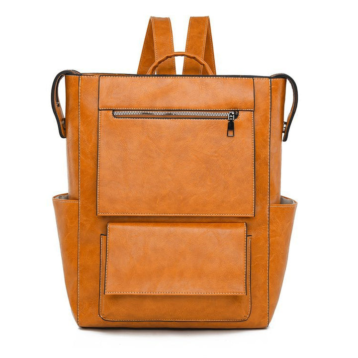 Multi-Taschen Echtes Leder Rucksack Karnz