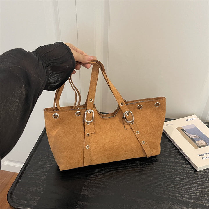 Stylische Minimalistische Wildleder-Tote-Tasche