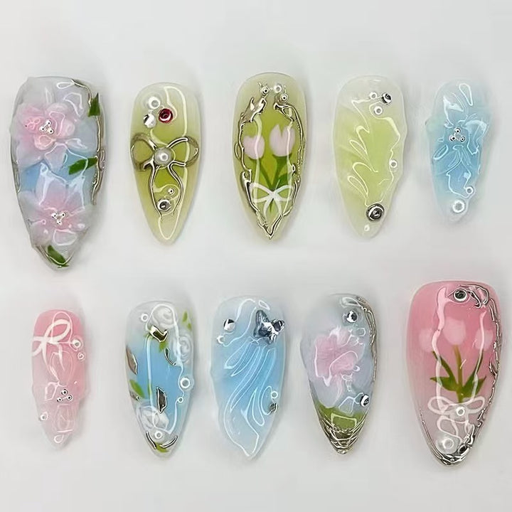 Künstlerisches Floral Nageldesign Kit Karnz