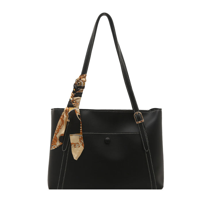 Elegante strukturierte Tote-Bag mit Schal-Detail