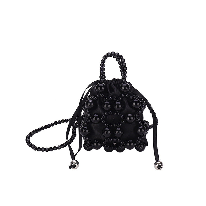 Dekorative perlenbesetzte Mini-Zugbeutel-Handtasche