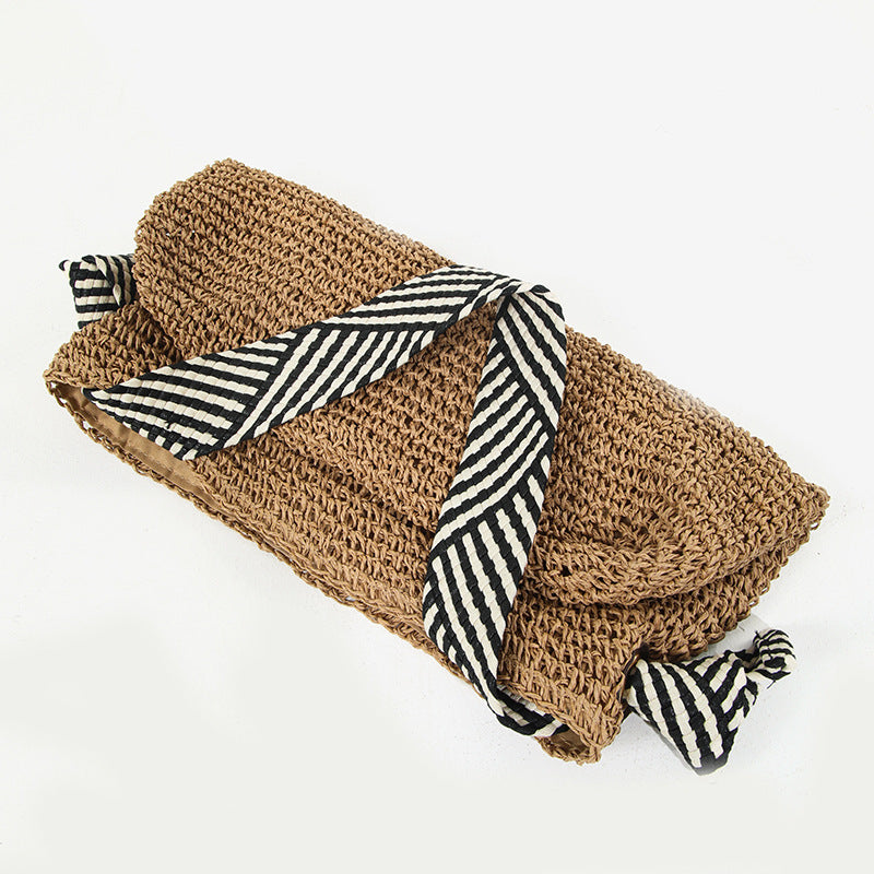 Damen Handtasche mit geflochtenem Design und gemustertem Schulterriemen Karnz