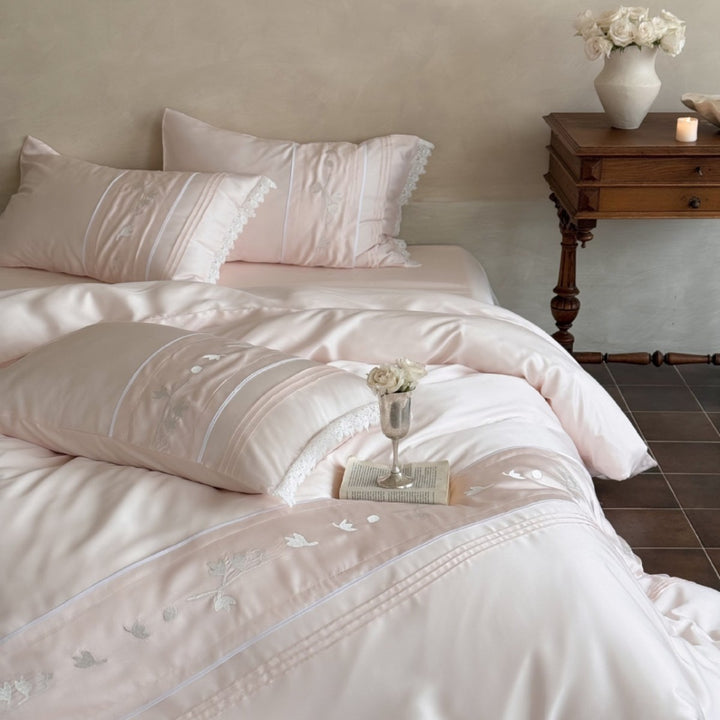 Spitzenbesatz besticktes satin Bettbezug Set