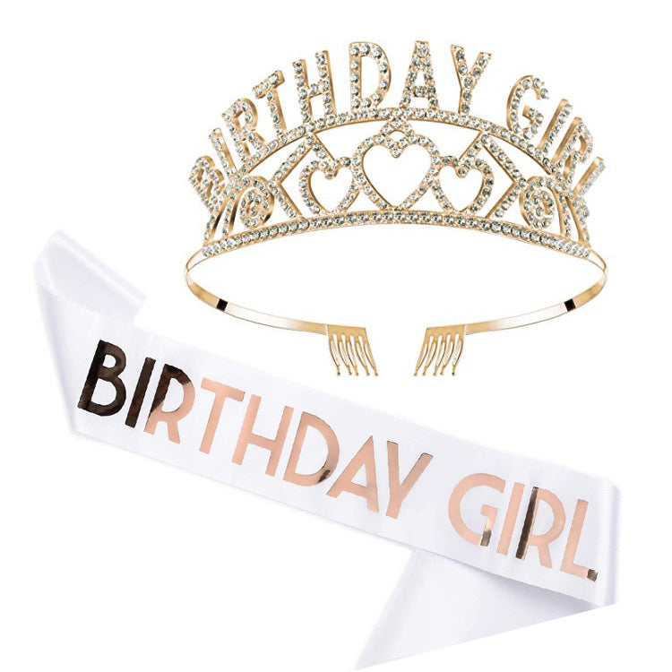 Damen Funkelndes Tiara- und Schärpen-Set Karnz