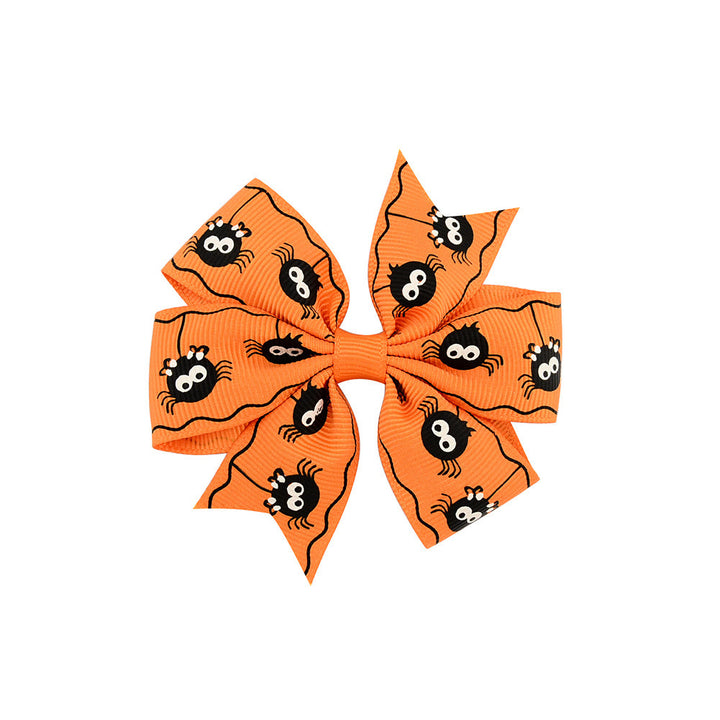 Halloween Schleife mit Kürbis- und Hexen-Motiven