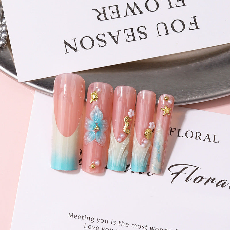 Florale dekorative Press-On Nagel Set Karnz