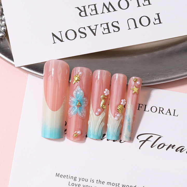 Florale dekorative Press-On Nagel Set Karnz