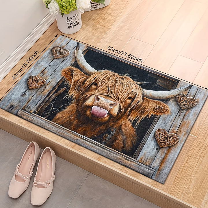 Fantasievoller Highland Cow-Themen-Bereichsteppich