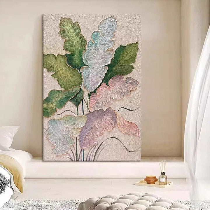 Texturiertes Botanisches Blatt Leinwandkunst