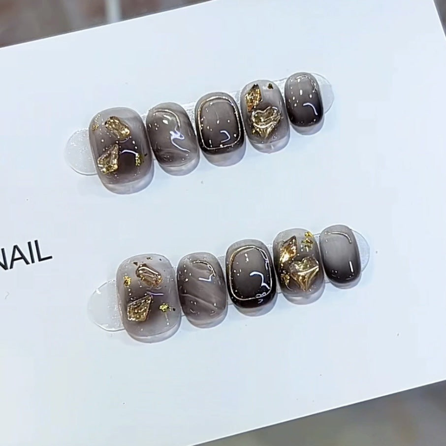 Künstlerisches Marmor-Effekt Press-On-Nagelset Karnz