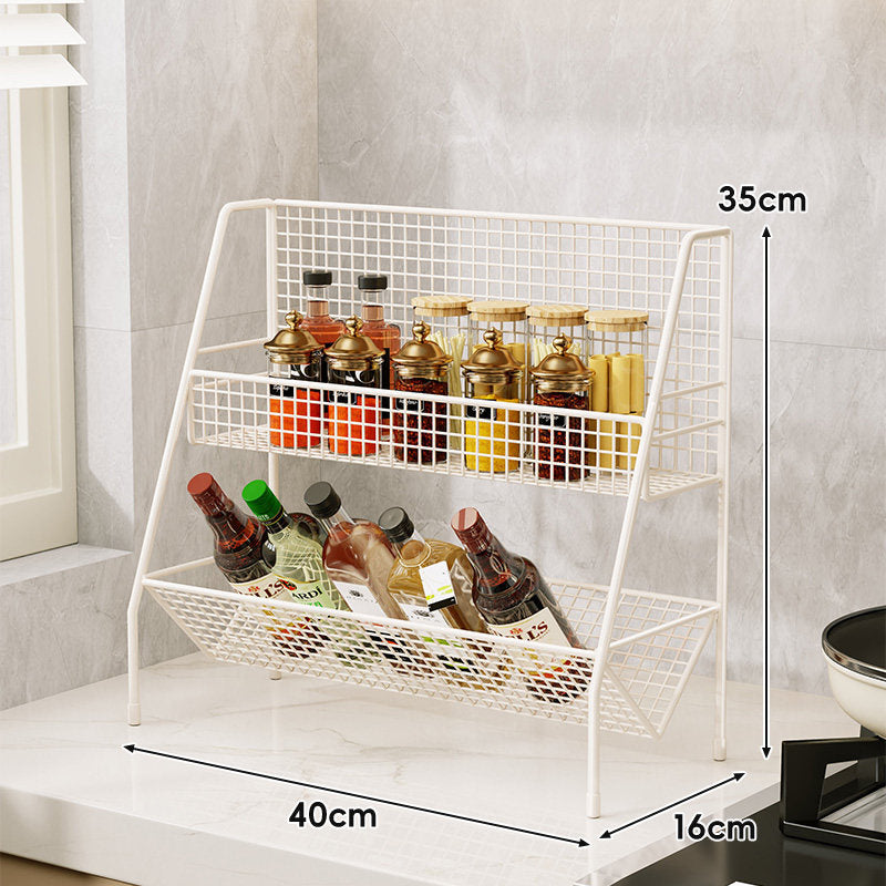 Drei-Tier-Mesh-Arbeitsplatten-Küchenorganisator-Regal für Flaschen und Gewürze