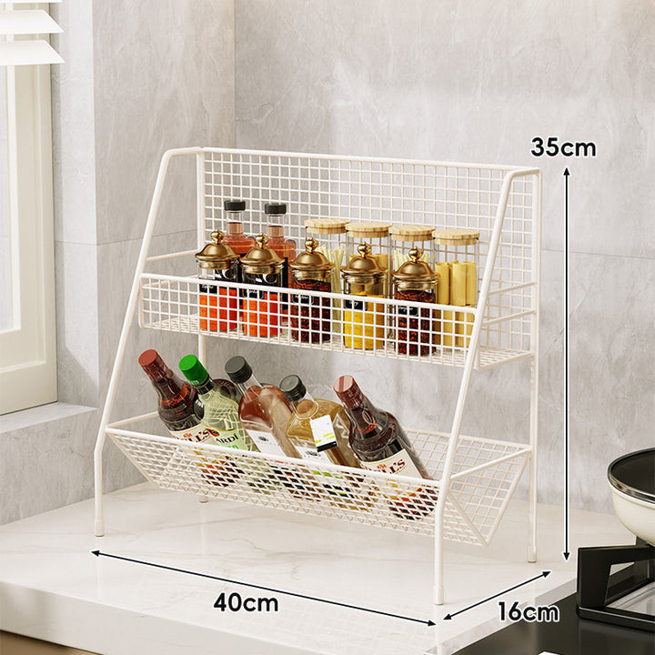 Drei-Tier-Mesh-Arbeitsplatten-Küchenorganisator-Regal für Flaschen und Gewürze