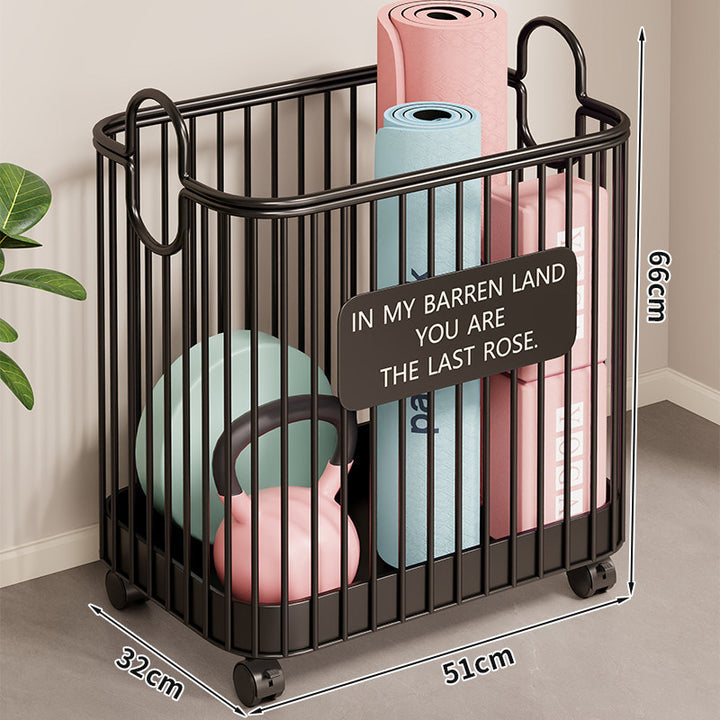 Vertikaler rollender Home-Storage-Wagen für Yogamatten, Kettlebells und Fitnessgeräte