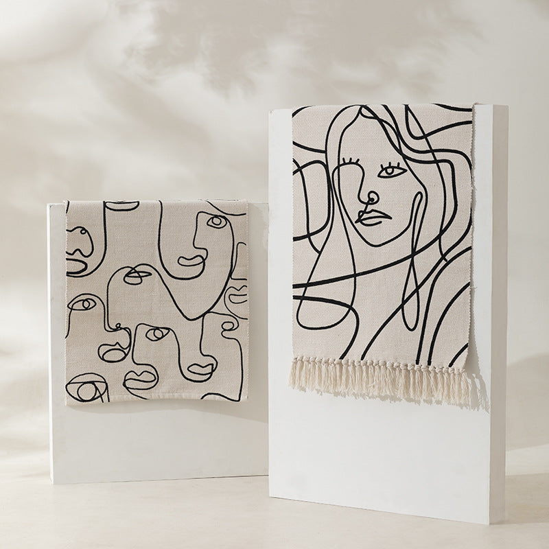 Gewebtes Tischset aus Baumwolle mit abstrakter Linienkunst Karnz